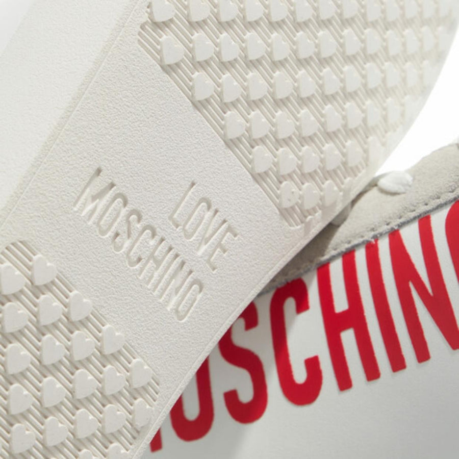 Love Moschino Logo Print White Trainers