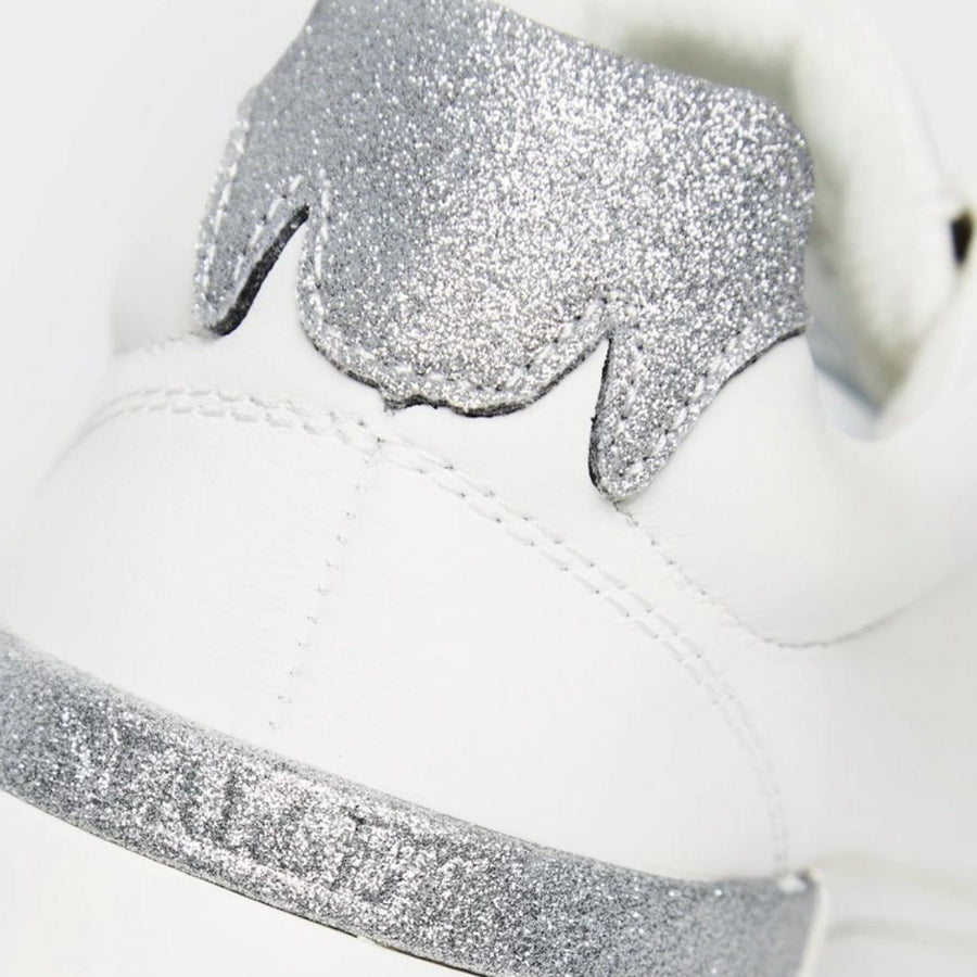 Miss Mallet Silver Glitter Clip Trainers