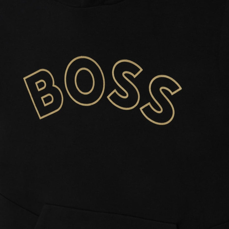 BOSS Kids Gold Curved Logo Hoodie