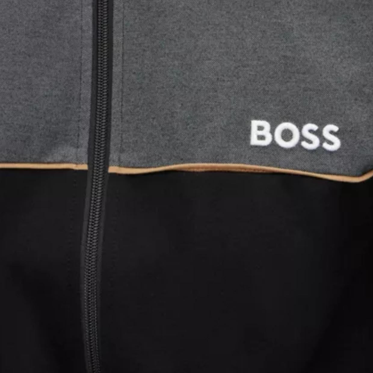 BOSS Logo Embroidered Black Tracksuit Jacket