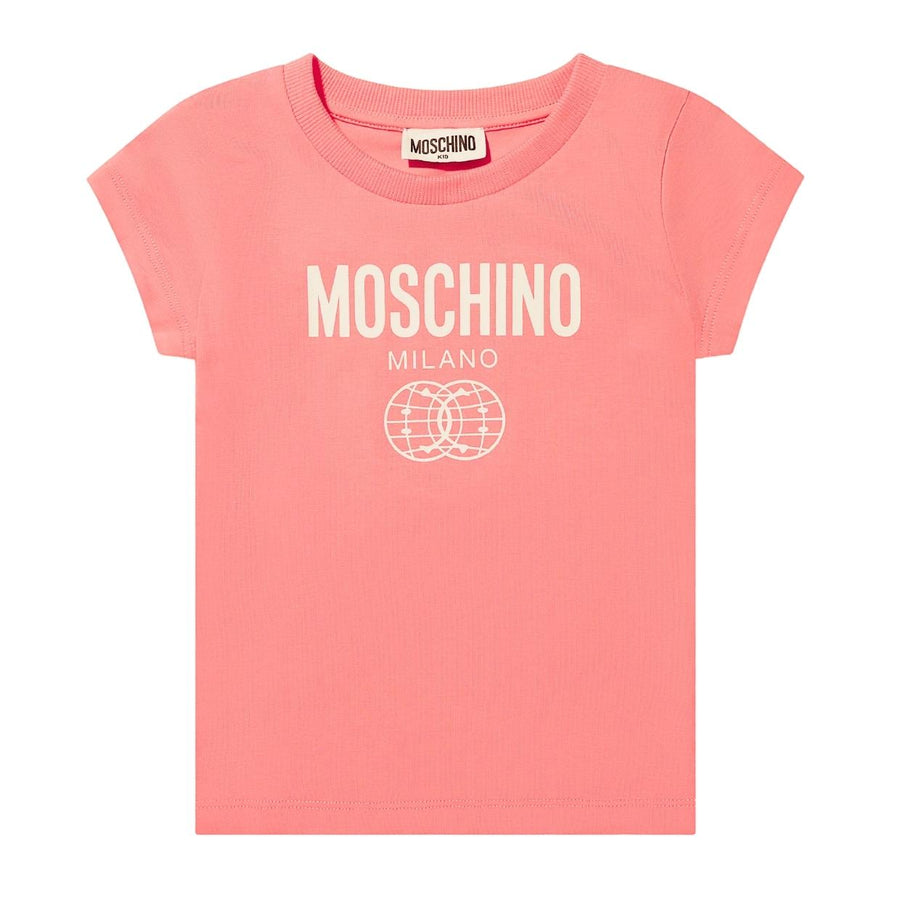Moschino Kids Double Smiley Pink Short Sleeve T-Shirt