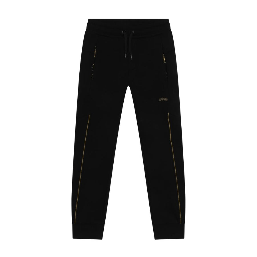 BOSS Kids Gold Curved Logo Jogging Bottoms