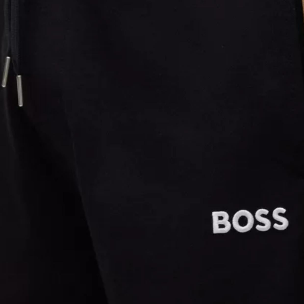 BOSS Logo Embroidered Black Tracksuit Sweat Shorts