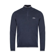 BOSS Navy Zitom Half Zip Curved Logo Sweater