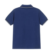 Emporio Armani Junior Blue Print Eagle Logo Polo Shirt
