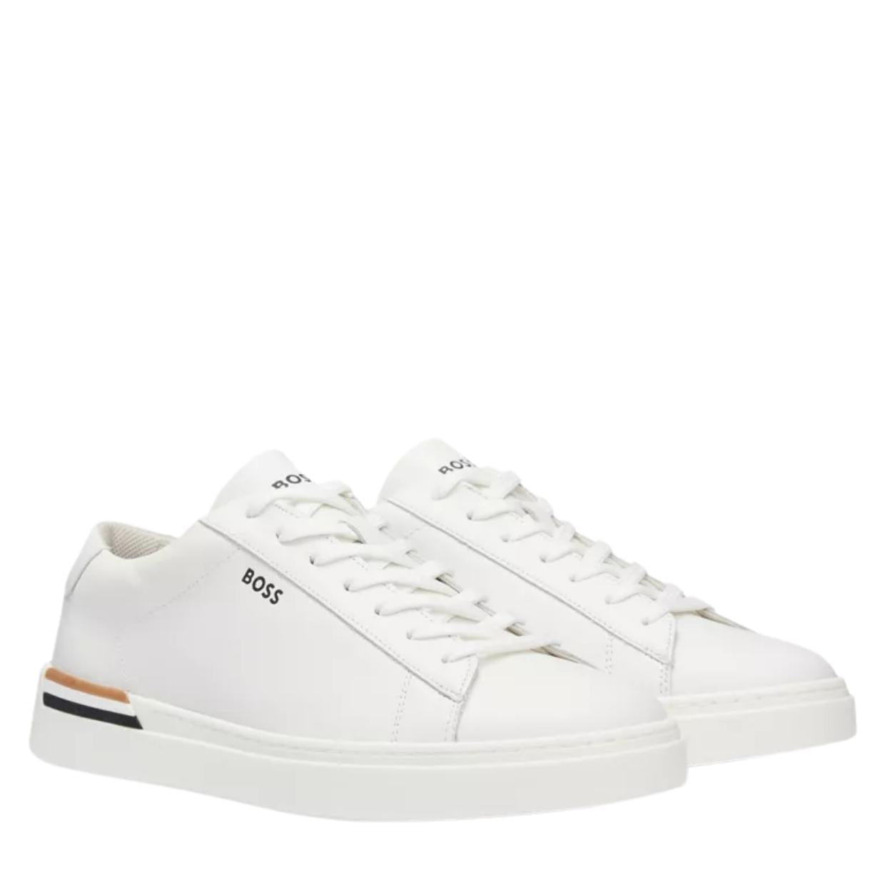 BOSS Clint Signature Stripe Logo White Trainers