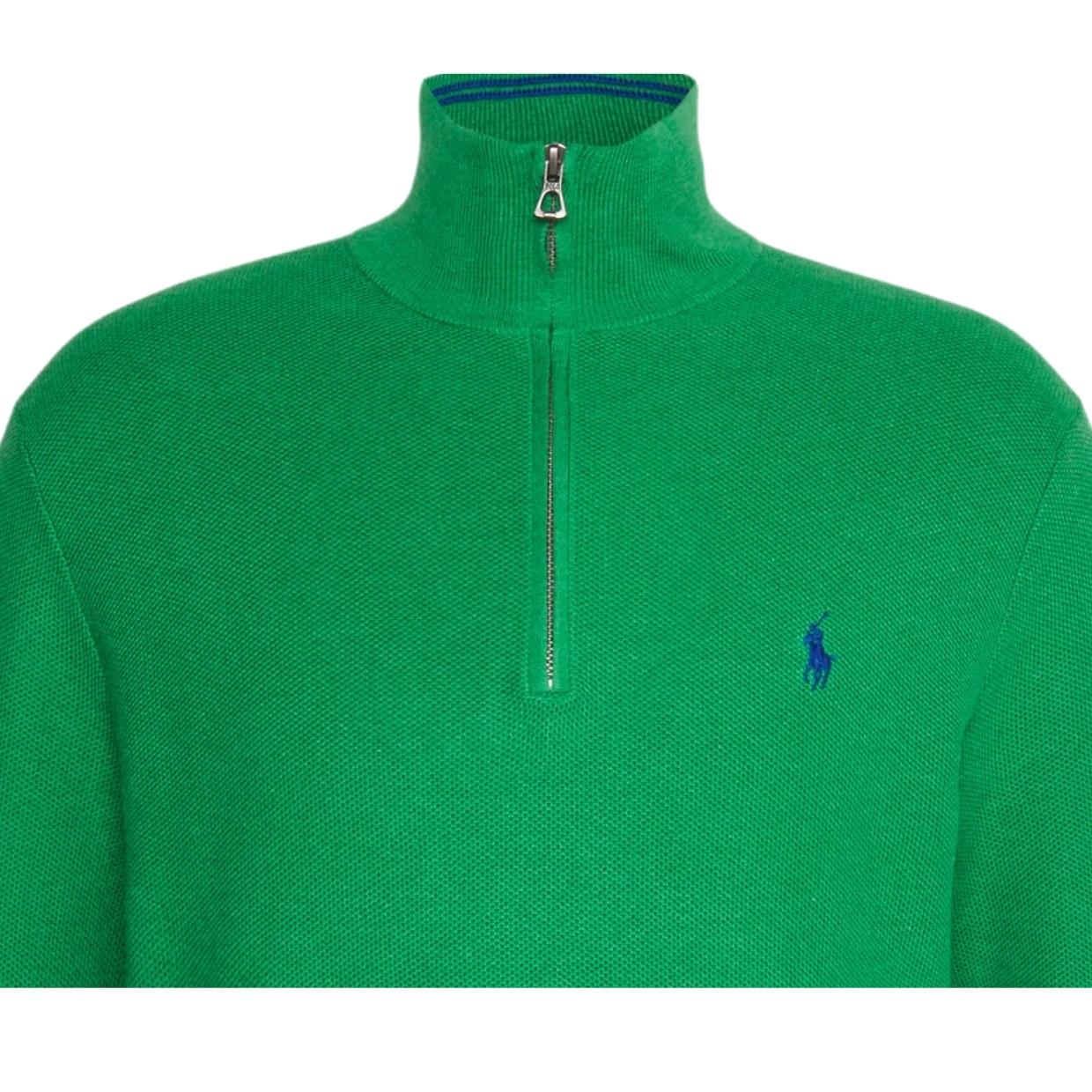 Ralph Lauren Green Half Zip Sweatshirt Retro Designer Wear