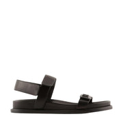 Emporio Armani Logo Nappa Leather Black Sandals