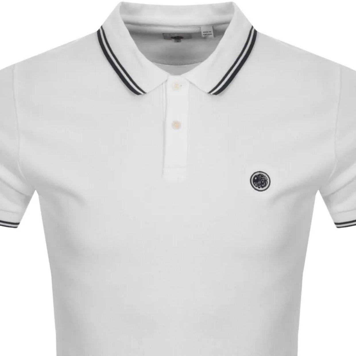 Pretty Green Barton Logo Badge White Polo Shirt