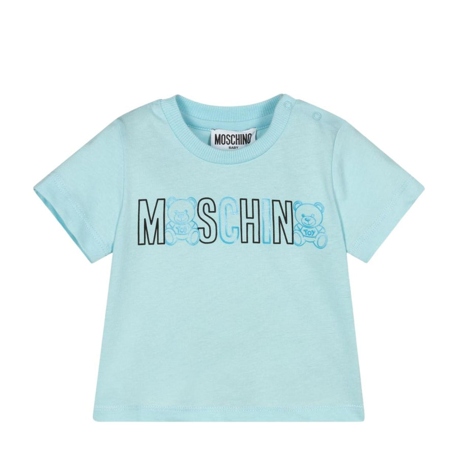 Moschino Baby Sky Blue Teddy Logo T-Shirt