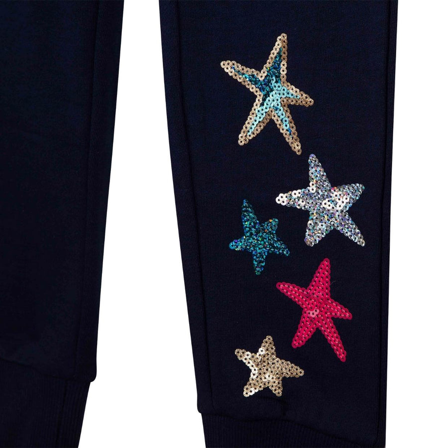 Billieblush Embroidered Star Sequins Navy Jogging Bottom