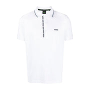 BOSS White Logo Placket Paule Polo Shirt