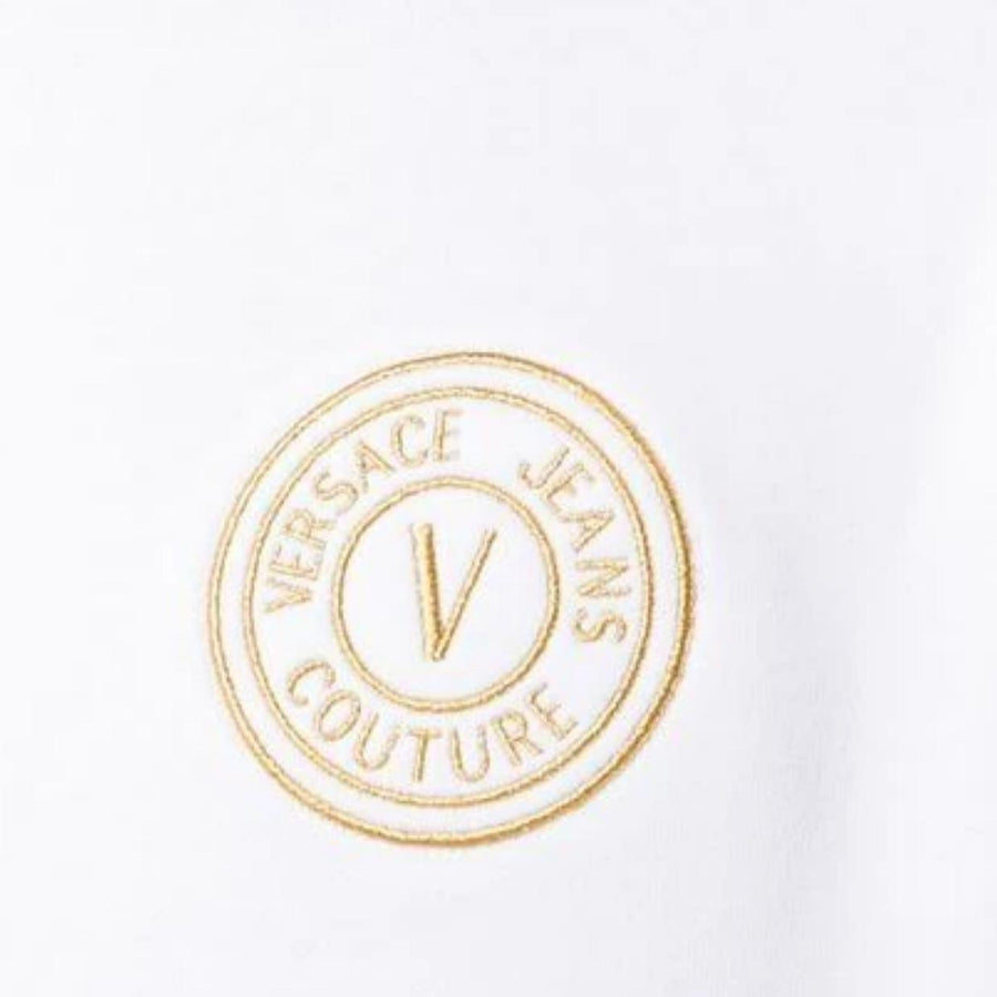 Versace Jeans Couture Embroidered V Emblem Logo White Sweatshirt – Retro  Designer Wear