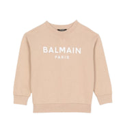 Balmain Kids Beige Logo Sweatshirt