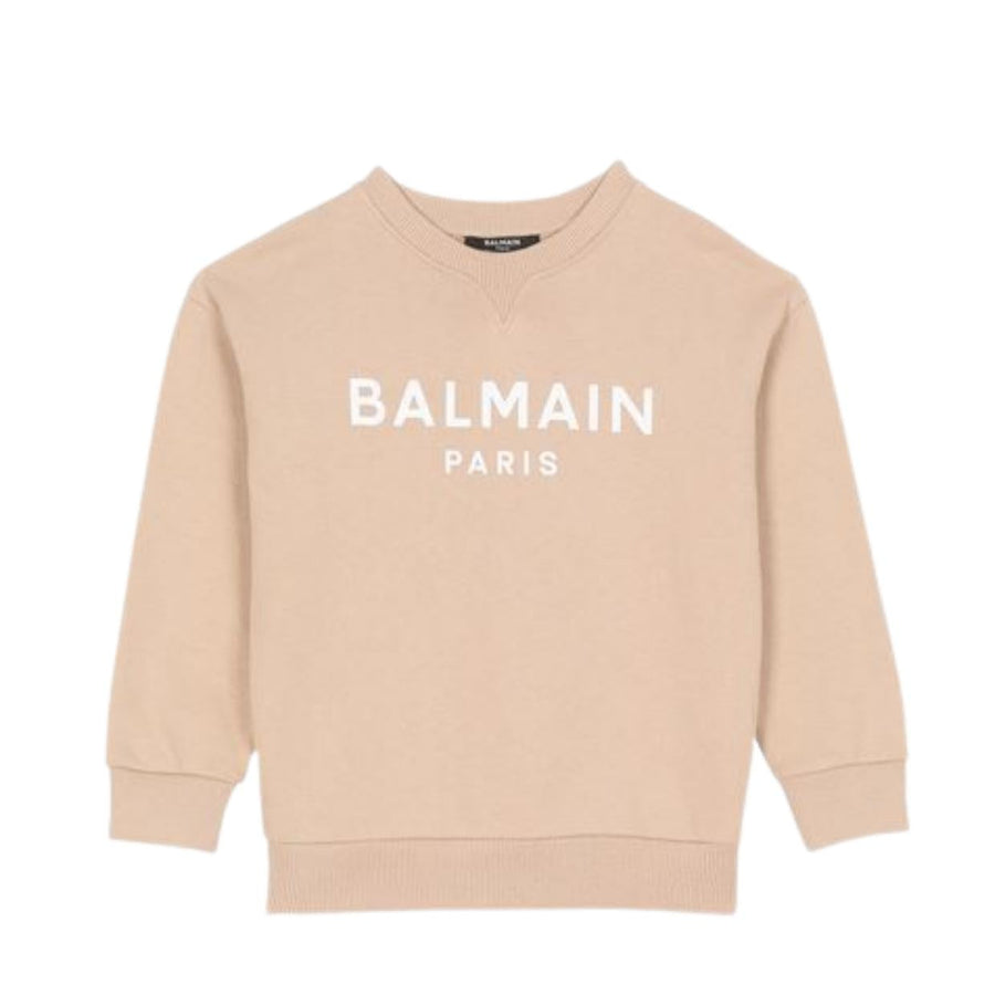 Balmain Kids Beige Logo Sweatshirt