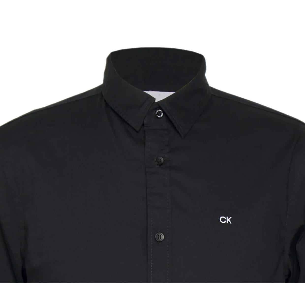 Calvin Klein Stretch Poplin Long Sleeve Black Shirt