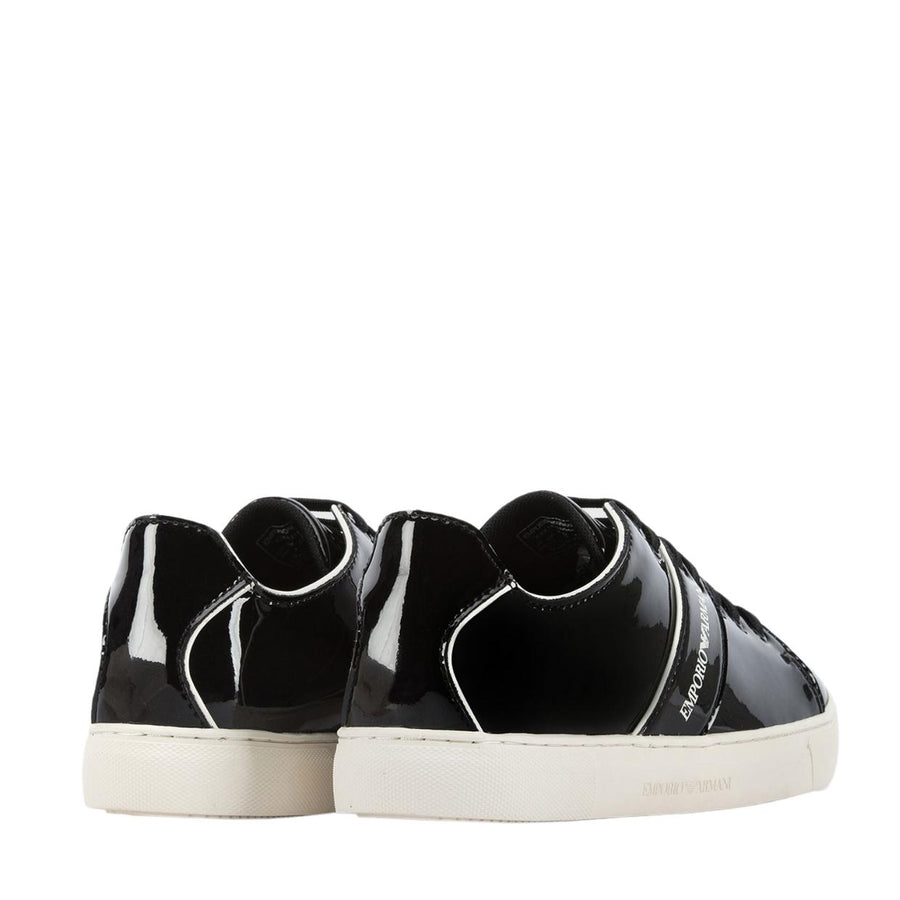 Emporio Armani Black Patent Logo Sneakers