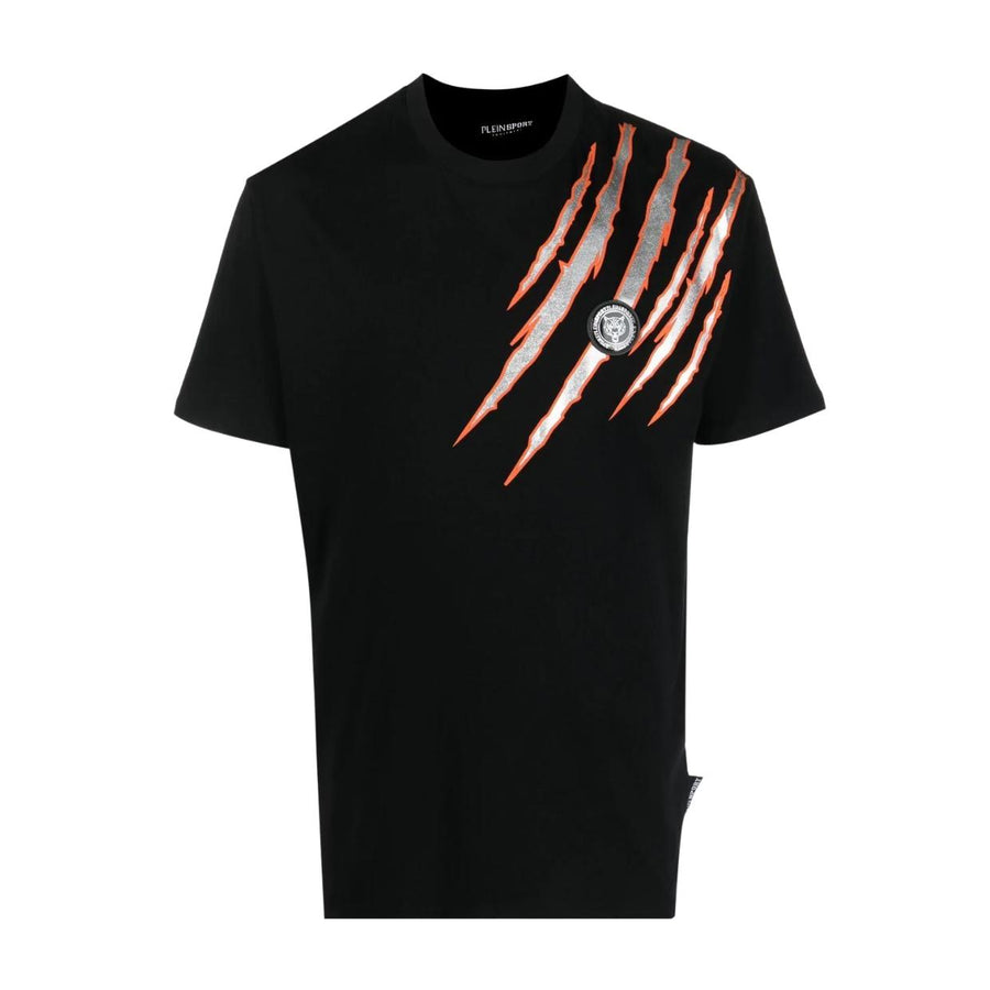 Plein Sport Tiger Scratch Print Black T-Shirt