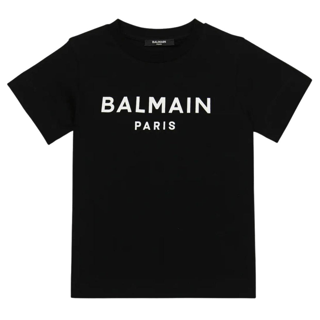 Balmain Kids Print Logo Black T-Shirt – Retro Designer Wear