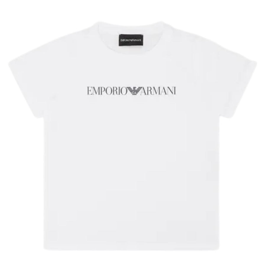 Emporio Armani Kids Printed Logo White T-Shirt