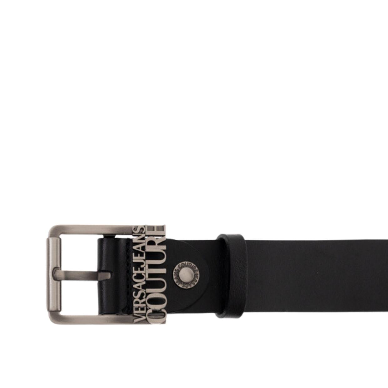 Versace Jeans Couture Buckle Logo Black Leather Belt