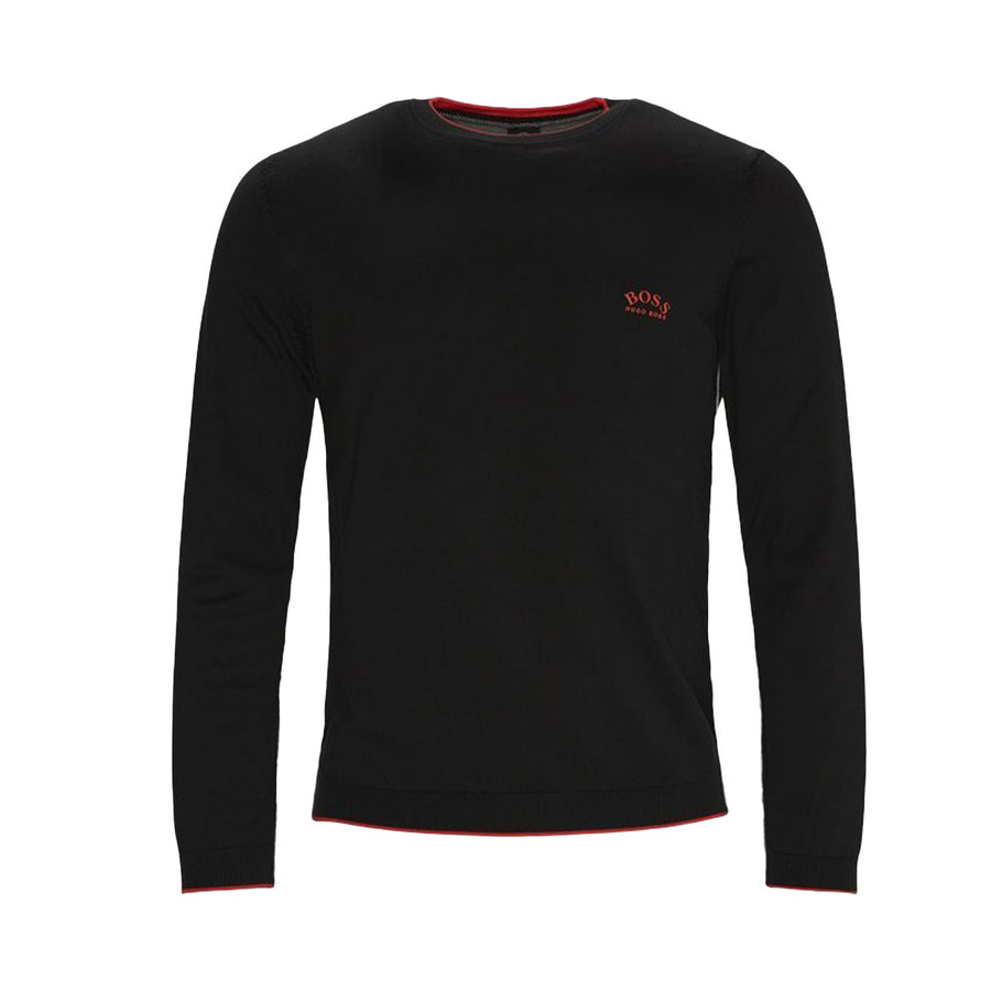 BOSS Organic-cotton sweater with contrast curved logo