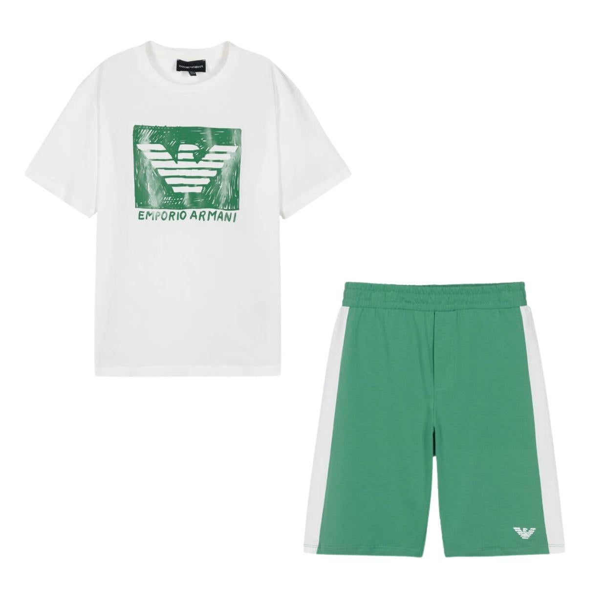 Emporio Armani Kids Graphic Sketch Logo Two Piece Set Retro
