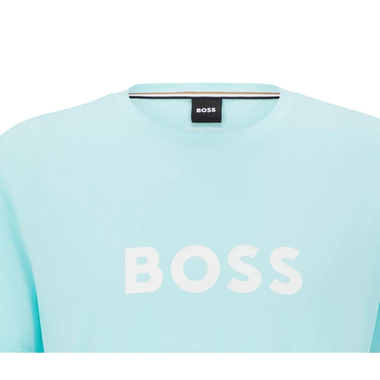 BOSS Regular Fit Contrast Logo Light Green T-Shirt