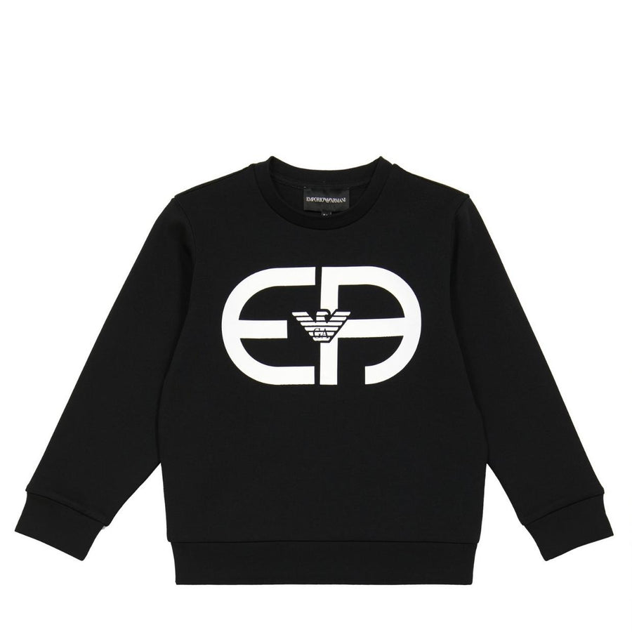 Armani Junior Black Print Logo Sweatshirt