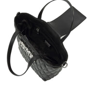 Versace Jeans Couture Black Logo Loop Quilted Black Bag
