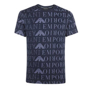 Emporio Armani Bodywear All-Over Logo Navy T-Shirt