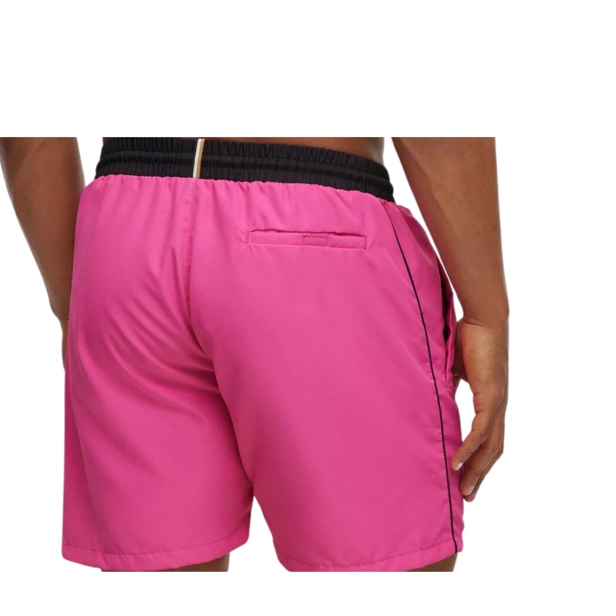BOSS Contrast Logo Starfish Pink Swim Shorts