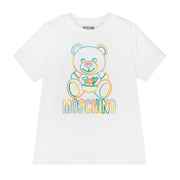 Moschino Kids White Embroidered Teddy Logo T-Shirt