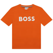 BOSS Kids Large Logo Orange T-Shirt