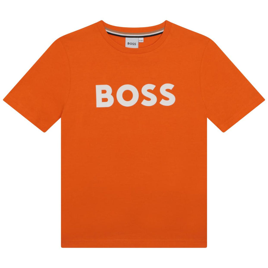 BOSS Kids Large Logo Orange T-Shirt
