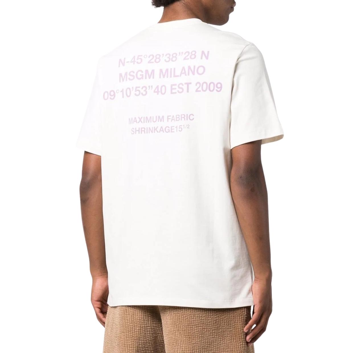 MSGM Cream Graphic Print Logo T-Shirt