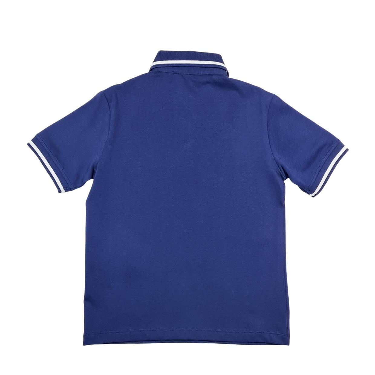 Armani Junior Blue Rubberised Logo Polo Shirt