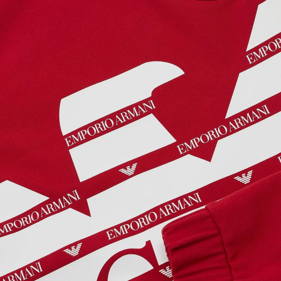 Emporio Armani Junior Red Oversized Eagle Logo Sweatshirt