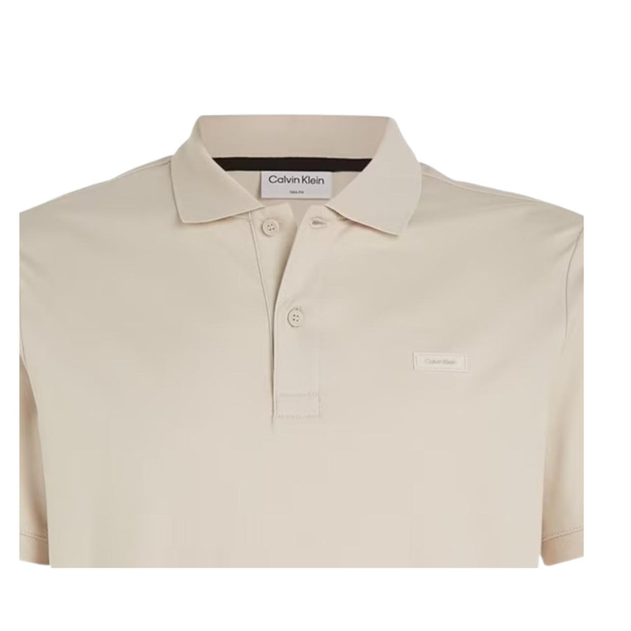 Calvin Klein Smooth Cotton Slim Fit Beige Polo Shirt
