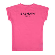 Balmain Kids Pink Print Logo T-Shirt