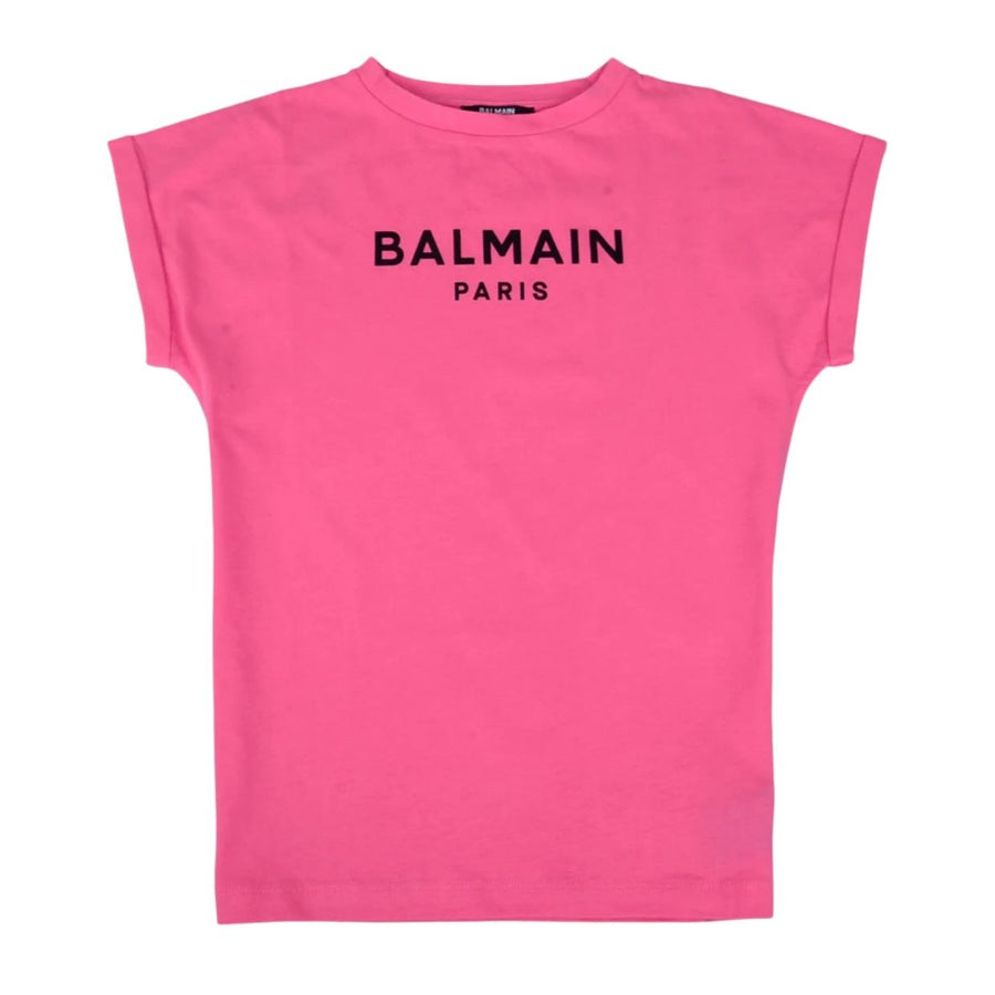 Balmain Kids Pink Print Logo T-Shirt