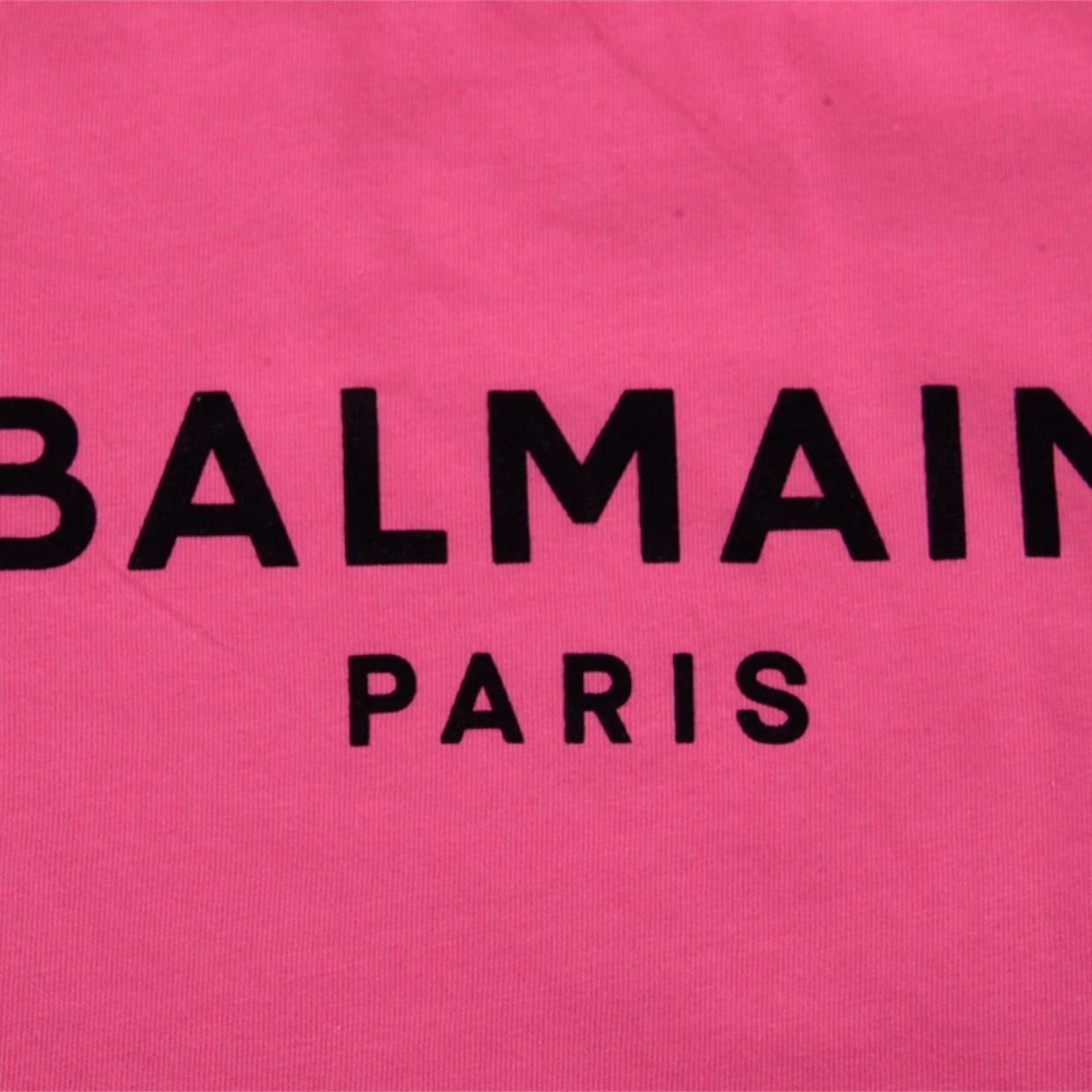 Balmain Kids Pink Print Logo T-Shirt