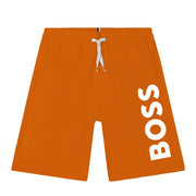 BOSS Kid's Printed Logo Orange Swim Shorts