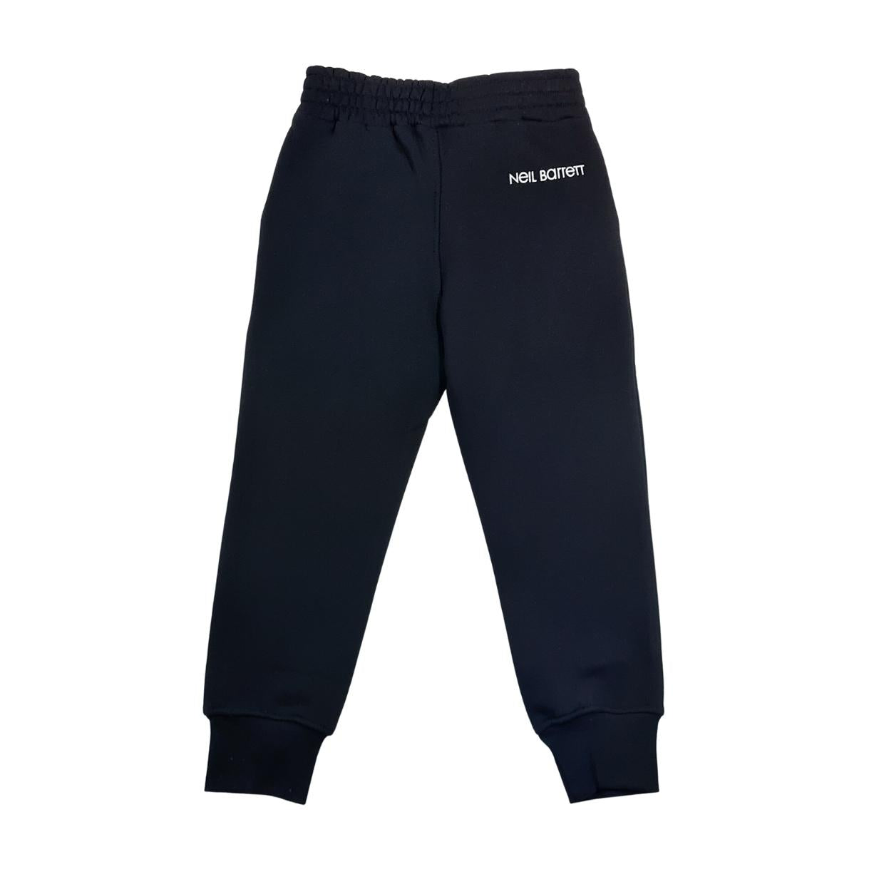 Neil Barrett Kids Black Jogging Bottoms Retro Designer Wear