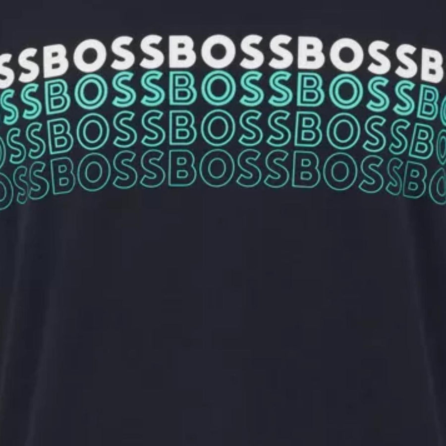 BOSS Tee 2 Multi-Coloured Logo Navy T-Shirt