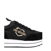 Love Moschino Electroplated Gold Love Heart Black Trainers