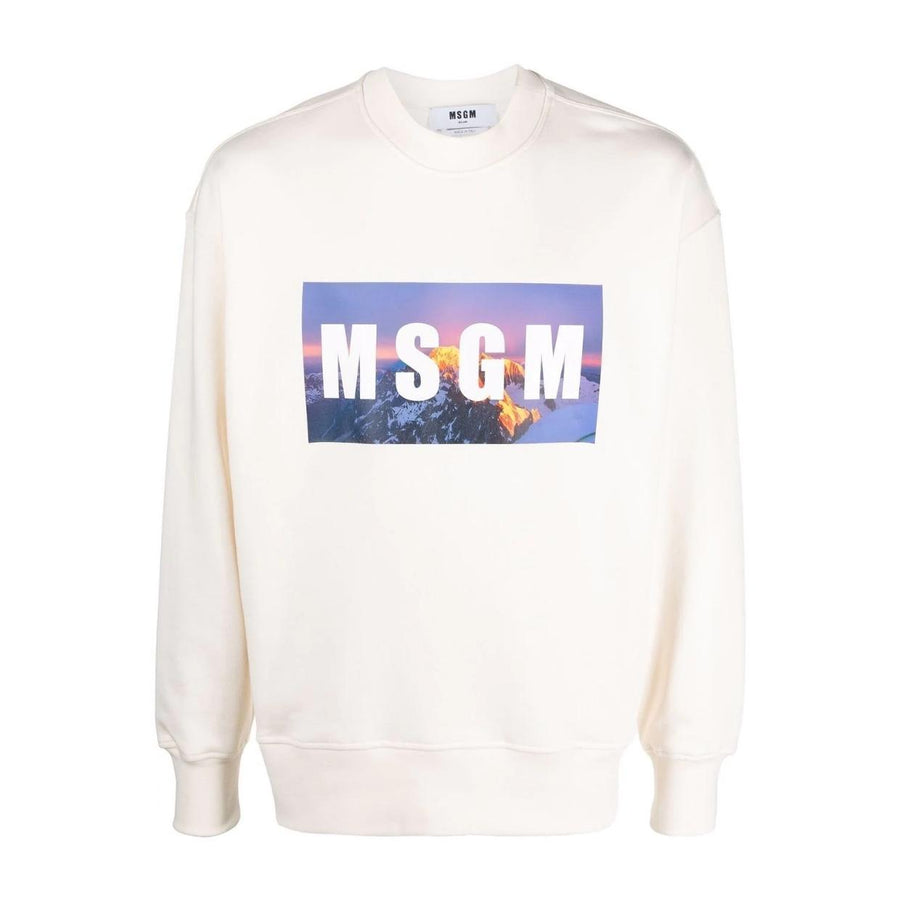 MSGM Cream Graphic Print Sweatshirt