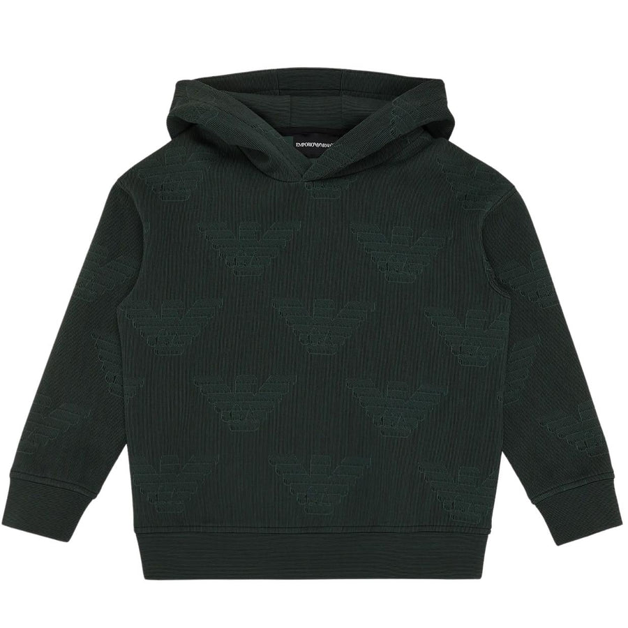 Emporio Armani Kids All-Over Eagle Logo Green Hoodie