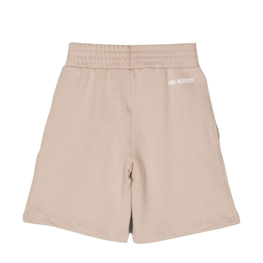 Neil Barrett Kids Printed Iconic Thunderbolt Logo Beige Sweat Shorts