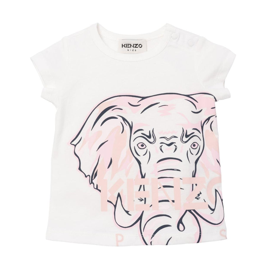 Kenzo Kids White Elephant logo Print T-Shirt